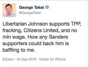  George Takei on Sanders Supporters going over to Johnson