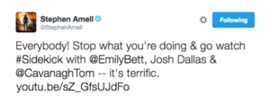 Stephen showing his love for Emily's new short film