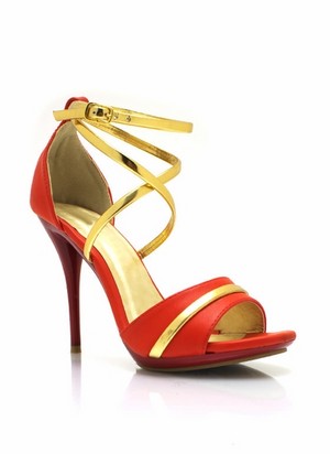 crisscross metallic contrast heels 