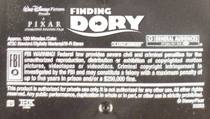  Disney•Pixar's Finding Dory (2003) VHS Black