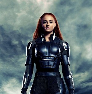  Torso cut of Sophie Turner as Jean Grey in promotional image for X Men Apocalypse 2016