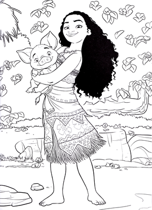  Walt डिज़्नी Coloring Pages - Moana Waialiki & Pua