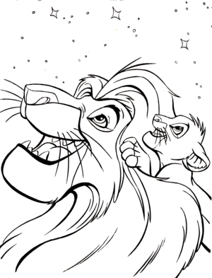  Walt Дисней Coloring Pages - Mufasa & Simba