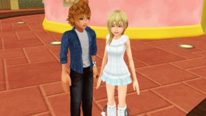  (Roxas)Ventus and Namine in Twilight Town Market calle