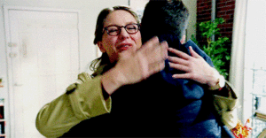 Kara with Barry hugging
