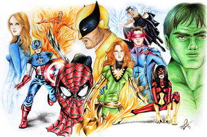  Marvel heroes por davidgozu