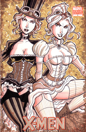  Steampunk Jean Grey and Emma Frost kwa calslayton