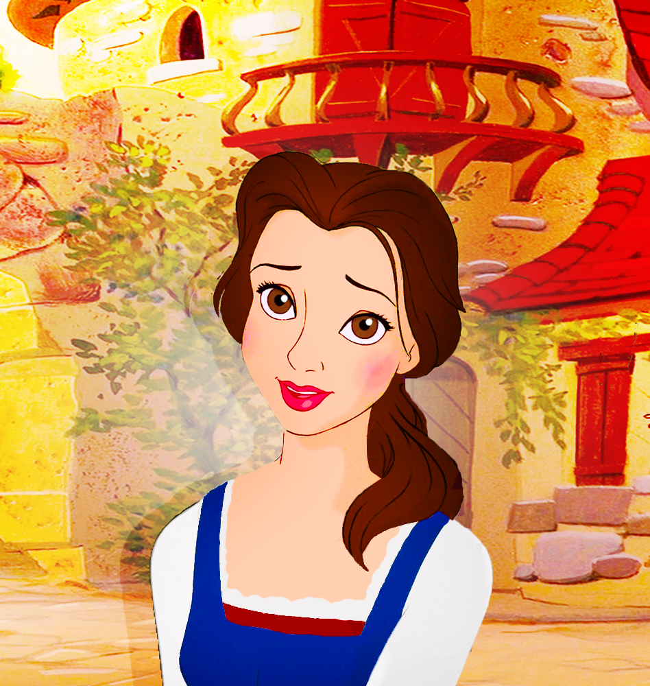  Animated Belle in live action blue dress