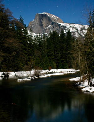 Half Dome and the Merced River at Night