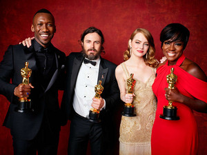  Mahershala Ali, Casey Affleck, Emma Stone and Viola Davis - Oscar Portrait - 2017