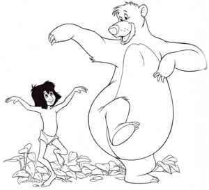  Walt 迪士尼 Coloring Pages – Mowgli & Baloo