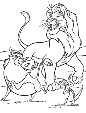  Walt disney Coloring Pages – Pumbaa, Simba & Timon