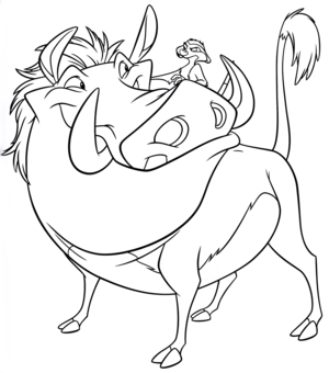  Walt 迪士尼 Coloring Pages – Pumbaa & Timon