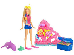  barbie ikan lumba-lumba, lumba-lumba Magic Doll & Playset