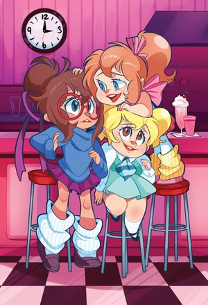  Chipettes in a cafe
