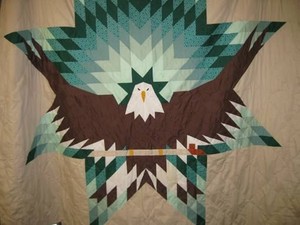  Eagle তারকা w/peace pipe quilt