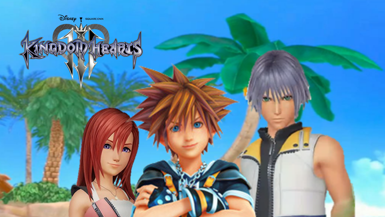Kingdom Hearts III Destiny Islands Trios Sora, Kairi and Riku.  logo 