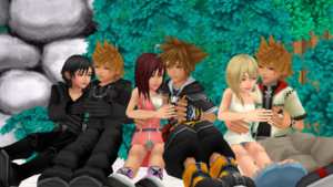 Kingdom Hearts Sora,  Kairi,  Namine,  Roxas and Xion