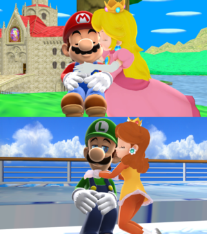  Mario x 복숭아 and Luigi 데이지 MMD 사랑