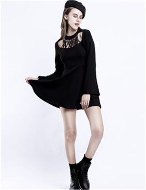  2017 New Style Punk Black halfter Knitted Slim Sexy Party Mini Dress2