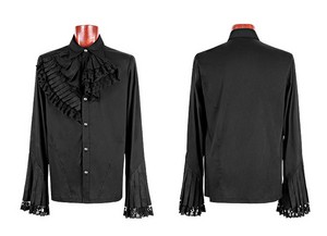  2017 Black Flare Long Sleeve Punk Jacquard collier Bodycon Men chemise 03