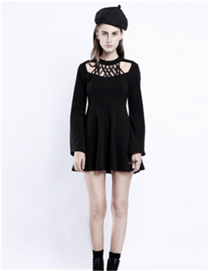 2017 New Style Punk Black Halter Knitted Slim Sexy Party Mini Dress 3