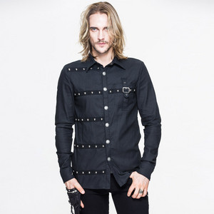  2017 Spring Casual Long Sleeve Black Single Breasted juu Steampunk Shirts Blouses SHT018