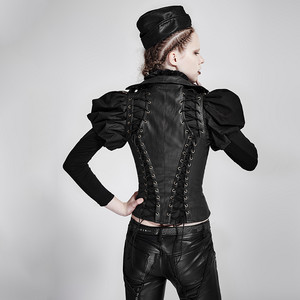  2017 Steam Punk Fashion Women Pu Leather Crisscross bodice Short Style Vest jackets 03