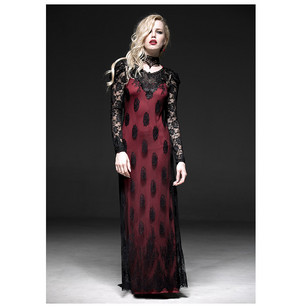  Black And Red Long Sleeve O Neck Sexy Women Long Dress 03