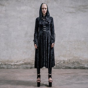  Devil Fashion Gothic Hooded Robes Witch Printing Trench kanzu, koti 03