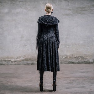  Devil Fashion Gothic Hooded Robes Witch Printing Trench kanzu, koti 05