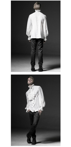  Fashion Noble Palace White Long Sleeve ren Embossed áo sơ mi 03