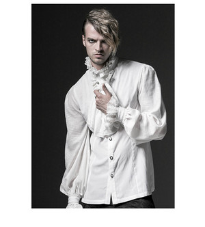  Fashion Noble Palace White Long Sleeve renda, rendas, laço Embossed camisa 04