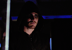 Felicity being the reason Oliver smiles under his hood.