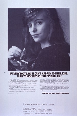  If Everybody says it can't happen to their kids, Those whose kids is it happening to ad (1987)