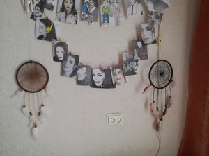  My wall. dream chatchers (made door me) and MJ