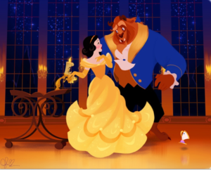  Snow white in yellow dress with Beast