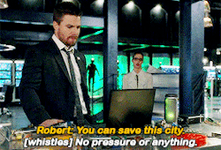 Felicity getting a smile out of Oliver when he’s feeling down.