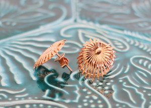  Rose emas Palm Leaf Earrings Antoni Gaudi hong kong 3d print contemporary art Vulcan Jewelry