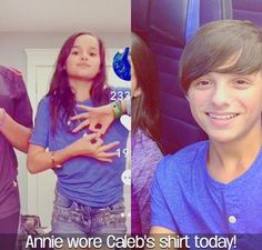 Annie wore Caleb's shirt today hey👅
