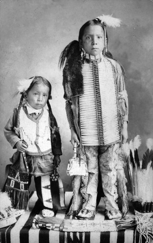  Dakota Sioux boys on a woven blanket 1880 -1910