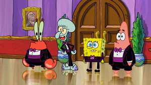 Spongebob, Patrick, Squidward and Mr Krabs
