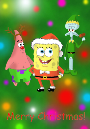 Spongebob, Patrick and Squidward Christmas wallpaper