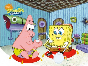  Spongebob and Patrick drinking trà