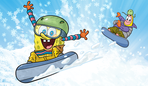 Spongebob and Patrick snowboarding