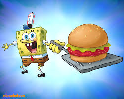  Spongebob and a Krabby Patty Hintergrund