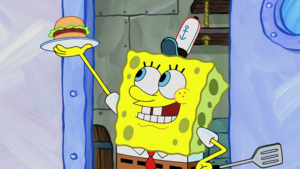  Spongebob with a Krabby Patty