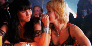  Xena and Gabrielle nudging each other