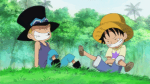  luffy and sabo laughing