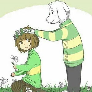  Asriel and Chara in a flor Garden
